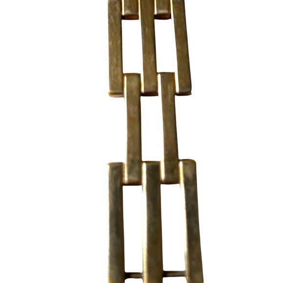 Baru Heavy Chain Link Bracelet Gold Tone Bars Rectangles 7" - Picture 3 of 6